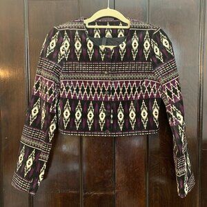 Divided Cropped Jacquard Tapestry Jacket Size: 38 (approx. US Small–Medium)
